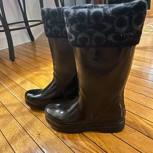 Coach Black Rubber Rain Boot